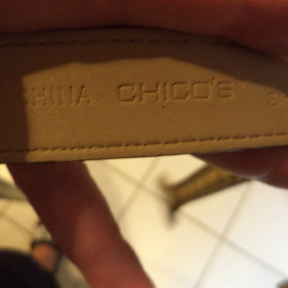 WOMEN'S CHICO'S COTTON JACQUARD BELT-Tan and Blue-Cotton Jacquard Diamond -M/L - Picture 9 of 9